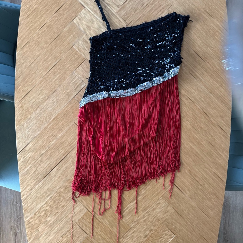 Sequin and Fringe Asymmetrical Bodysuit, UNIQUE!